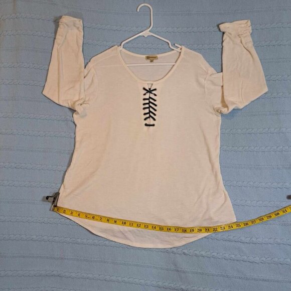 Democracy Women's 3/4‎ Sleeves Pullover Top Size XL Round Neck Heather Beige - Picture 11 of 14